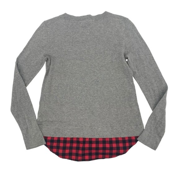 J.Crew Women’s XS Gray Pullover Flannel Plaid Hem Sweater NWT - Picture 3 of 10